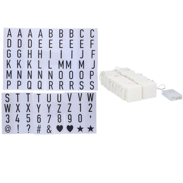 set of 2 fairy lights for greeting messages, 90 letters, numbers & characters