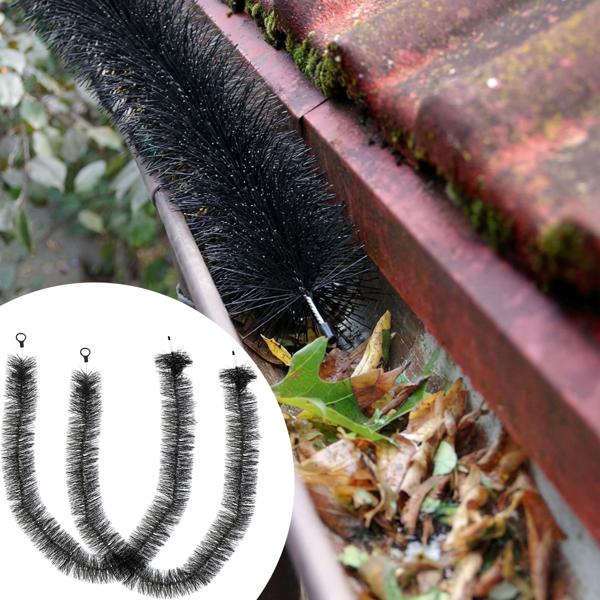 set of 2 weather-resistant gutter brushes, 4 m each, Ø 12 cm: Effective leaf protection & protection against blockages, durable, for home & garden