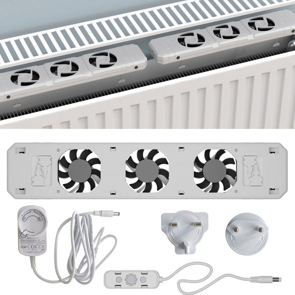 Ventilateur de radiateur set base + extension - Économie énergie circulation air - Silencieux <20dB 1800 tr/min - Compatible radiateurs
