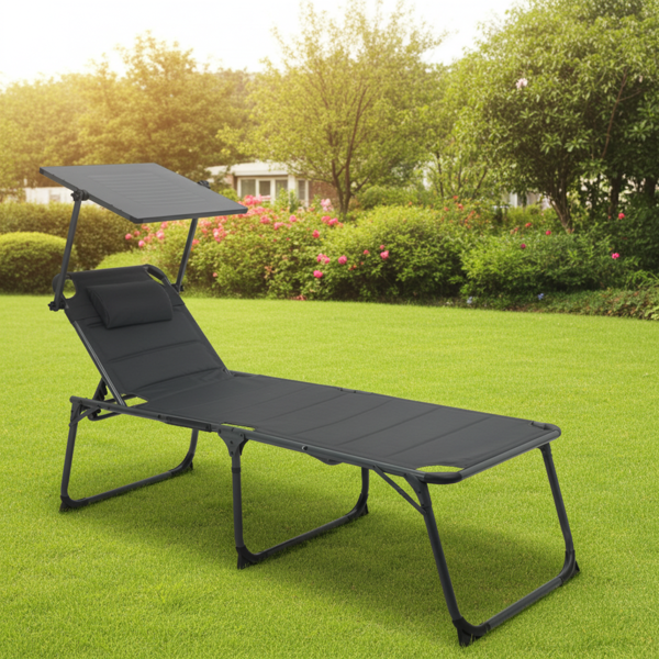 Bain de soleil solaire multifonctionnel - 20W Panneau solaire intégré, 2 x USB - Pliable, IP54 résistant aux intempéries - Jardin, Camping