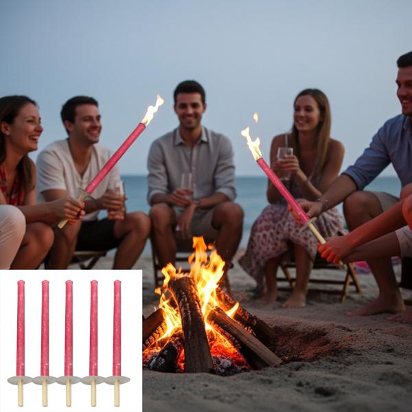 Torches à Cire Extérieur (Lot de 10) - Décoration Idéale Jardin, Fêtes, Mariages - 45 cm - 75 min Combustion - Manche Bois, Anti-Goutte