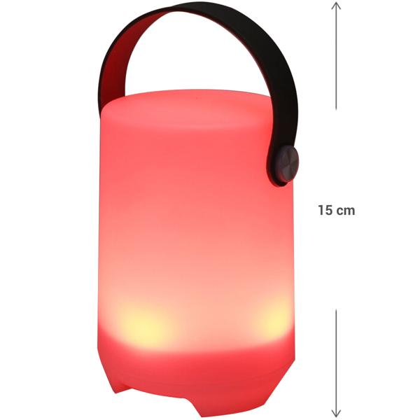 Rechargeable table lamp with 4 light modes in white & 16 RGB colors, IP44