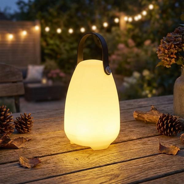 Ambient wonder: rechargeable table lantern with 16 RGB colors & white, 20cm - 4 modes, remote control, IP44 - For atmospheric lighting