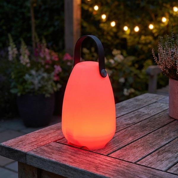 2er-Set Akku Tischlampe mit 4 Lichtmodi - 16 RGB-Farben & Weisslicht - IP44 wetterfest, dimmbar, USB-aufladbar, inkl. Fernbedienung - Ø 14x20.5 cm