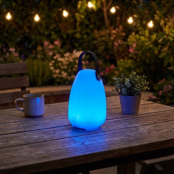 2er-Set Akku Tischlampe mit 4 Lichtmodi - 16 RGB-Farben & Weisslicht - IP44 wetterfest, dimmbar, USB-aufladbar, inkl. Fernbedienung - Ø 14x20.5 cm