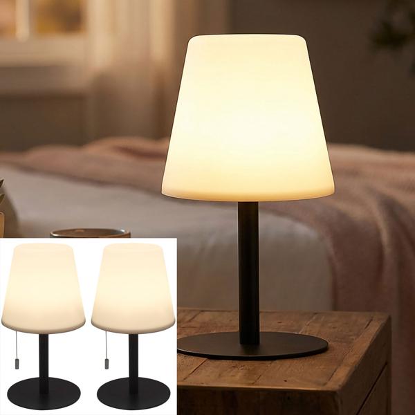 set di 2 lampade da tavolo ricaricabili con 4 modalità di luce in bianco e colorato, 30 cm, IP44