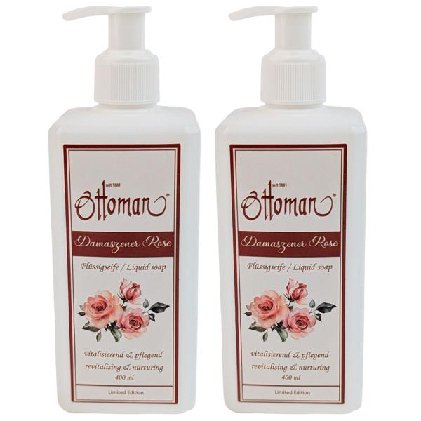 set of 2 Rose liquid soap, 400ml, gentle cleansing for your hands