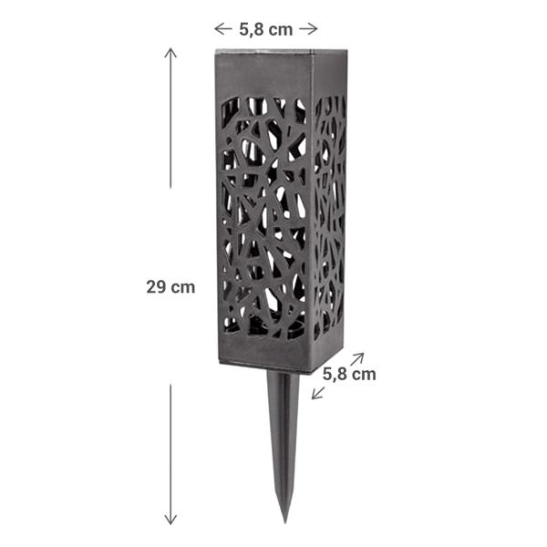 Lot de 2 lampes solaires de jardin LED avec piquet de terre – lanterne de jardin élégante avec panneau solaire, résistante aux intempéries (IP44) & écoénergétique – idéale pour terrasse, allée & balcon