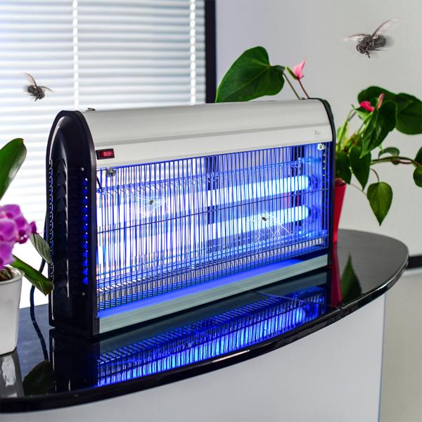 Destructeur d‘insectes UV professionnel, 45W, 2 tubes UV : Jusqu‘à 150m², sans produit chimique, pose/dépose, pour des zones sans insectes, puissant et sûr