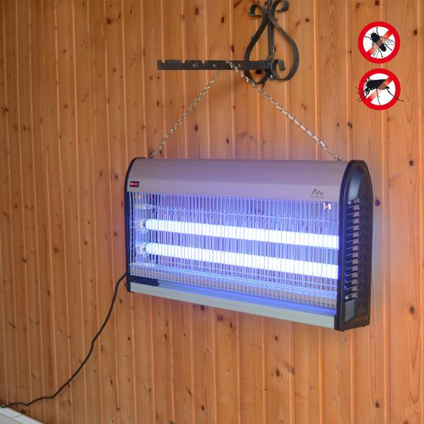 Destructeur d‘insectes UV professionnel, 45W, 2 tubes UV : Jusqu‘à 150m², sans produit chimique, pose/dépose, pour des zones sans insectes, puissant et sûr