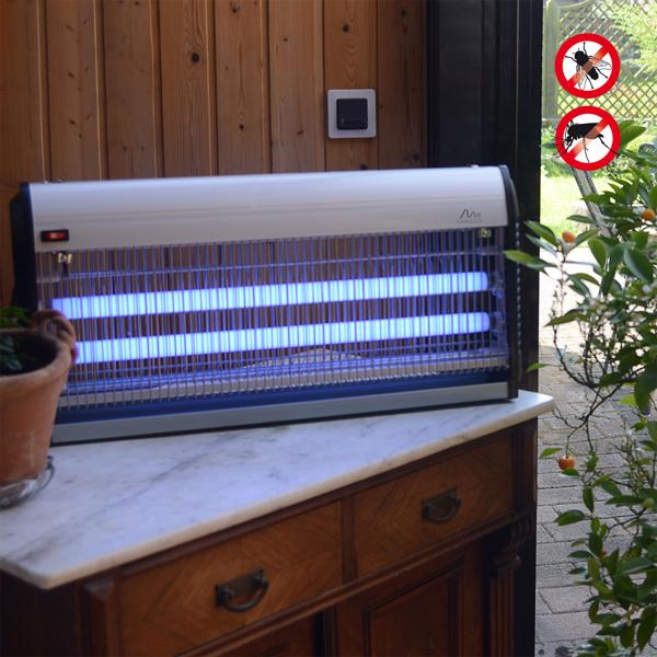 Destructeur d‘insectes UV professionnel, 45W, 2 tubes UV : Jusqu‘à 150m², sans produit chimique, pose/dépose, pour des zones sans insectes, puissant et sûr