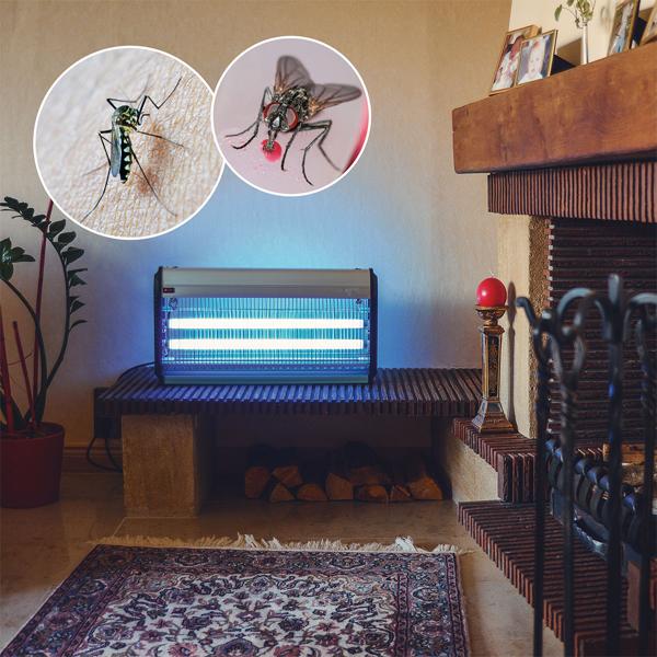 Destructeur d‘insectes UV professionnel, 45W, 2 tubes UV : Jusqu‘à 150m², sans produit chimique, pose/dépose, pour des zones sans insectes, puissant et sûr