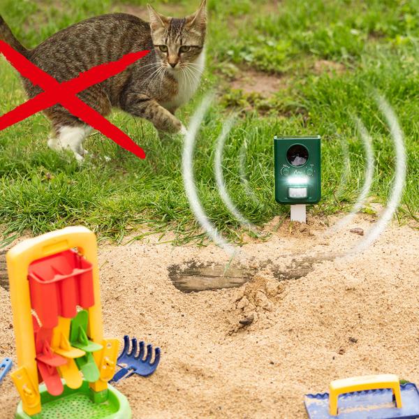 Universal Solar Tiervertreiber mit Ultraschall und Blitzlicht, 150 m² Reichweite, vertreibt Wild- und Haustiere, grün, sicherer Schutz