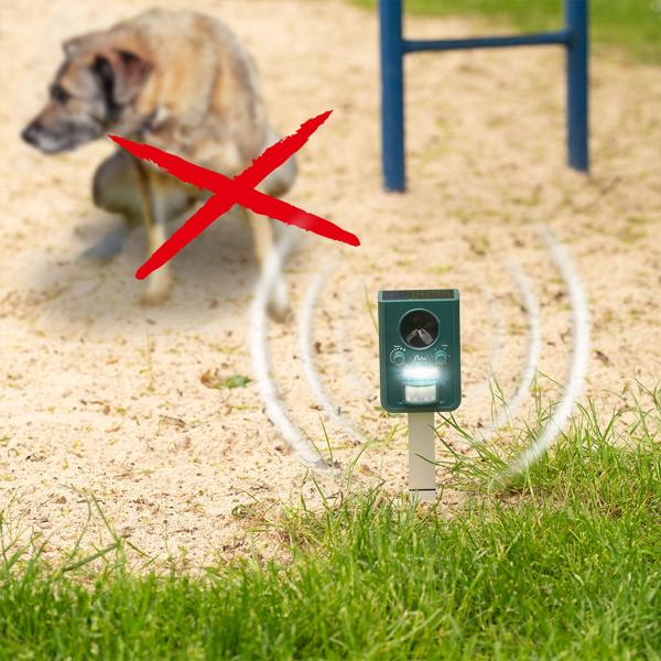 Universal Solar Tiervertreiber mit Ultraschall und Blitzlicht, 150 m² Reichweite, vertreibt Wild- und Haustiere, grün, sicherer Schutz