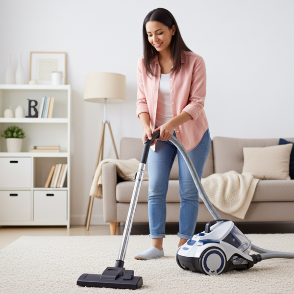 Powerful cyclonic vacuum cleaner (700W) from Dirt Devil: Bagless vacuum cleaner with 2.7L dust container, HEPA filter & accessories - white-blue