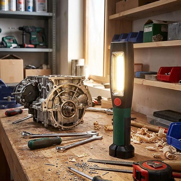 lampada da lavoro 2in1 a LED con base magnetica e gancio girevole