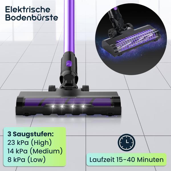 Multifunktionaler 2in1 Akku Staubsauger - Zyklon-Hand- & Bodensauger mit Wischaufsatz, 23 kPa, HEPA-Filter, Alleskönner für makellose Böden