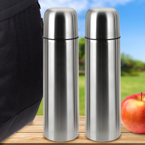 set di 2 borracce sottovuoto in acciaio inox con tazza nel coperchio, 0,5 litri
