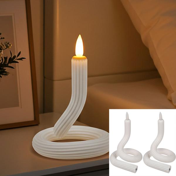 set of 2 flexible LED candles with flickering effect, white, battery-operated