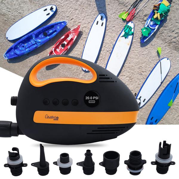 Ultimate battery SUP air pump: 20 PSI, 350 L/min, USB, 12V - Compact, portable high-performance pump for boards