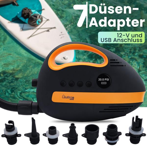 Ultimative Akku-SUP-Luftpumpe: 20 PSI, 350 L/Min, USB, 12V – Kompakte, tragbare Hochleistungs-Pumpe für Boards