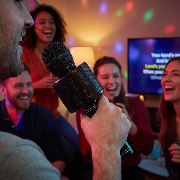 Microphone karaoké avec haut-parleur intégré, noir