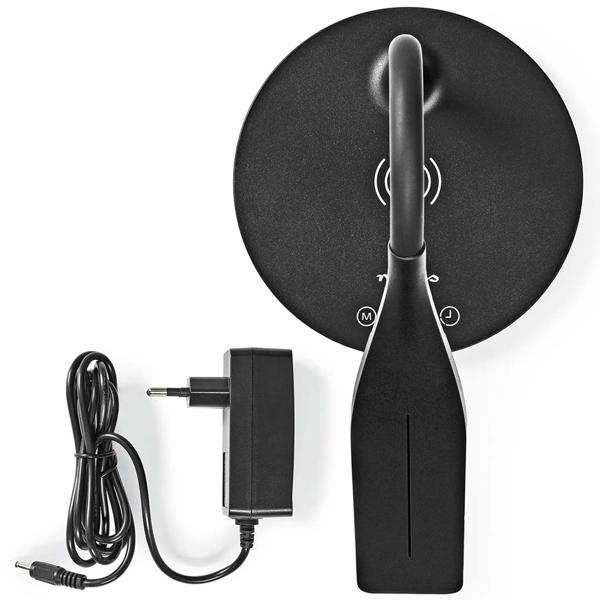 Lampe de bureau LED à intensité variable avec chargeur Qi, 15W, noir - Chargement sans fil & lumière flexible pour votre poste de travail