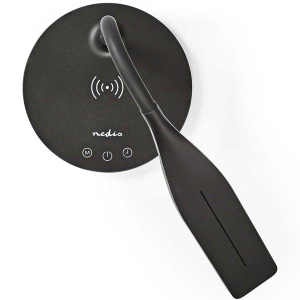 Lampe de bureau LED à intensité variable avec chargeur Qi, 15W, noir - Chargement sans fil & lumière flexible pour votre poste de travail