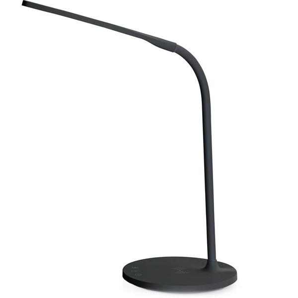 Lampe de bureau LED à intensité variable avec chargeur Qi, 15W, noir - Chargement sans fil & lumière flexible pour votre poste de travail