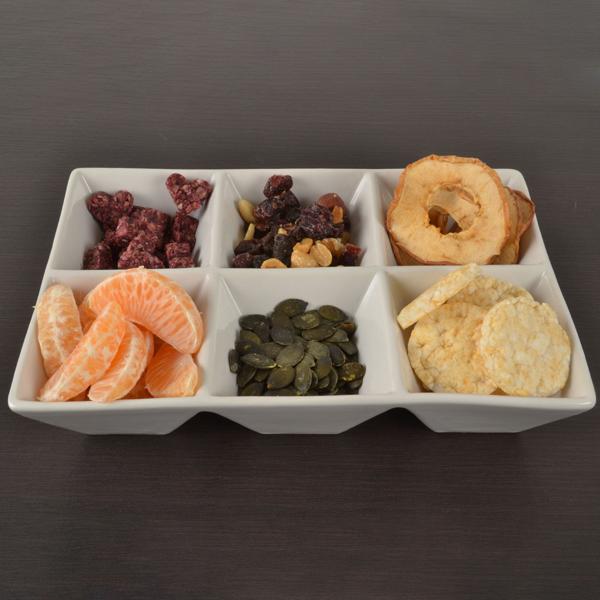 2er-Set Snackschale mit 6 Fächern, weiss