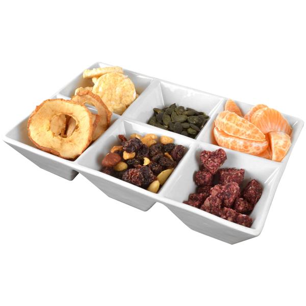 2er-Set Snackschale mit 6 Fächern, weiss