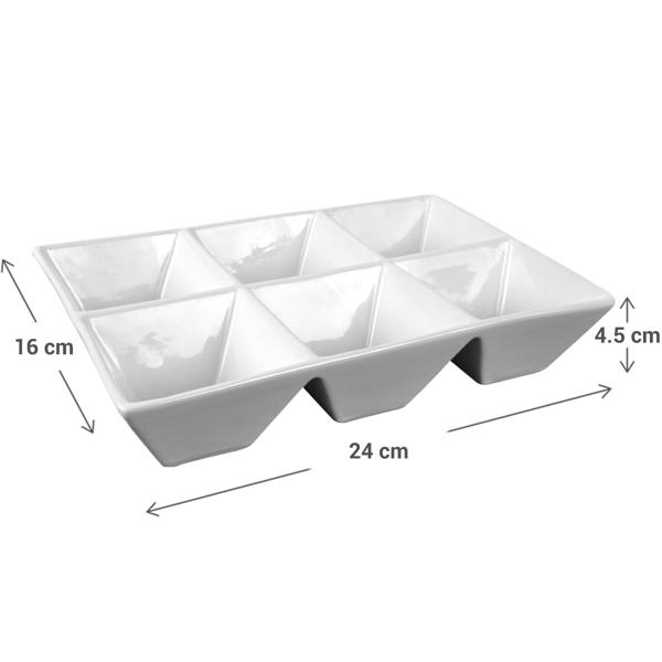 2er-Set Snackschale mit 6 Fächern, weiss