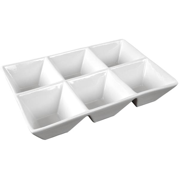 2er-Set Snackschale mit 6 Fächern, weiss