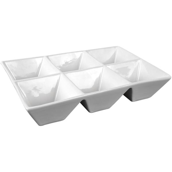 2er-Set Snackschale mit 6 Fächern, weiss