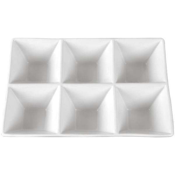 2er-Set Snackschale mit 6 Fächern, weiss
