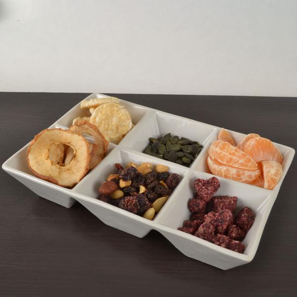 2er-Set Snackschale mit 6 Fächern, weiss