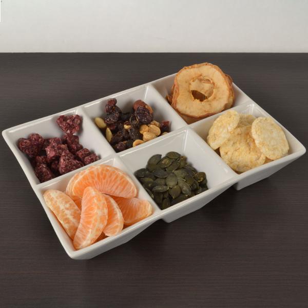 2er-Set Snackschale mit 6 Fächern, weiss