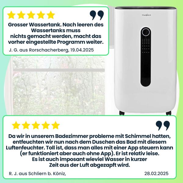5 in 1 SmartLife Luftentfeuchter, 5 Betriebsmodi, 20 l/Tag, Beugt Schimmelbildung vor, optimales Raumklima, 6,5 l Wassertank, per App bedienbar