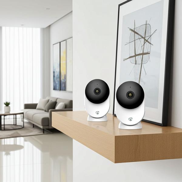 set of 2 SmartLife Full-HD WLAN indoor camera, noise & motion detection: night vision, app control, white/black, for optimum security