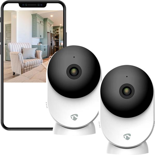 set of 2 SmartLife Full-HD WLAN indoor camera, noise & motion detection: night vision, app control, white/black, for optimum security