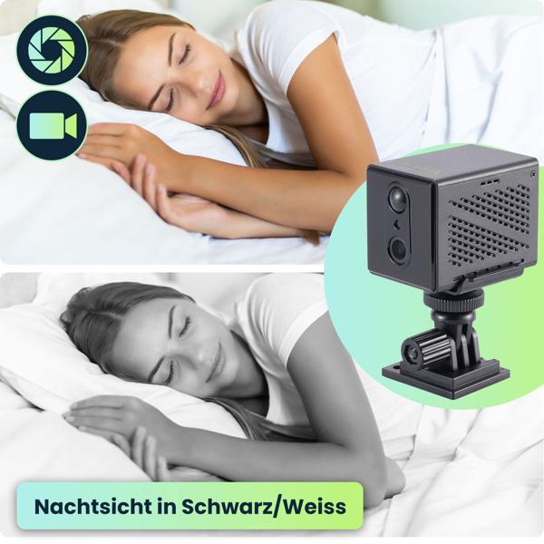 Mobile WLAN Mini Überwachungskamera 2304 x 1296: Mit App-Fernzugriff – Ein smartes Sicherheitssystem für Zuhause, Büro & Reisen