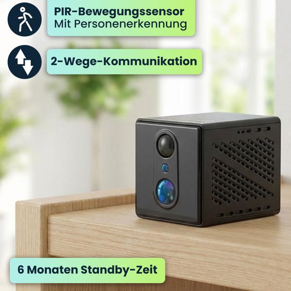 Mobile WLAN Mini Überwachungskamera 2304 x 1296: Mit App-Fernzugriff – Ein smartes Sicherheitssystem für Zuhause, Büro & Reisen