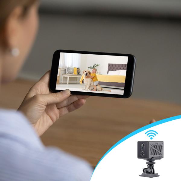 Mobile WLAN mini surveillance camera 2304 x 1296: With remote app access - A smart security system for home, office & travel