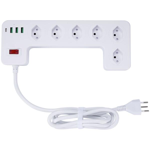 6-socket power strip with ingenious cable box black (CH): 3x USB-A, USB-C, 15W - Ideal for tidy charging & secure power supply