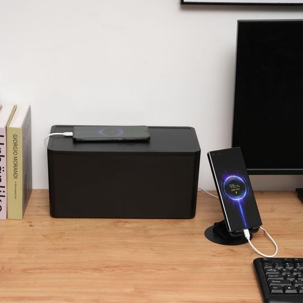 6-socket power strip with ingenious cable box black (CH): 3x USB-A, USB-C, 15W - Ideal for tidy charging & secure power supply