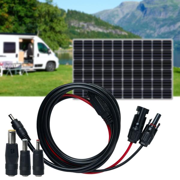 Câble de raccordement de module solaire résistant aux intempéries : MC4-comp. sur DC 5,5x2,1mm, 2m, IP65, connexion sûre & efficace au régulateur de charge