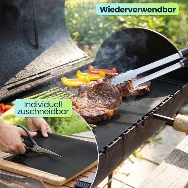 Antihaft BBQ-Grillmatte, 3er-Set Bratmatte aus Glasfaser-Material, wiederverwendbar, für Gasgrill, Holzkohlegrill, Elektrogrill, lebensmittelkonform