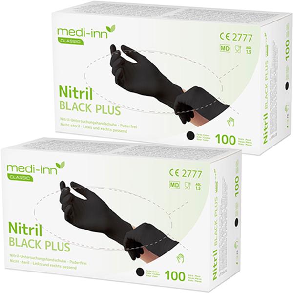 Einweg-Nitril-Handschuhe Schwarz 200 Stk. M - Puderfrei - Für Medizin, Küche, Gastronomie & Handwerk - Latex- & Allergenfrei - Gripstruktur - Lebensmittelecht