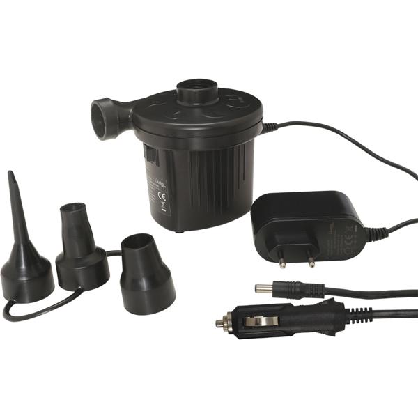 Pratica pompa d‘aria elettrica con 3 ugelli d‘aria e compressore, 12 V / 230 V, 50 W, per gonfiare rapidamente palloni, gommoni e materassi ad aria