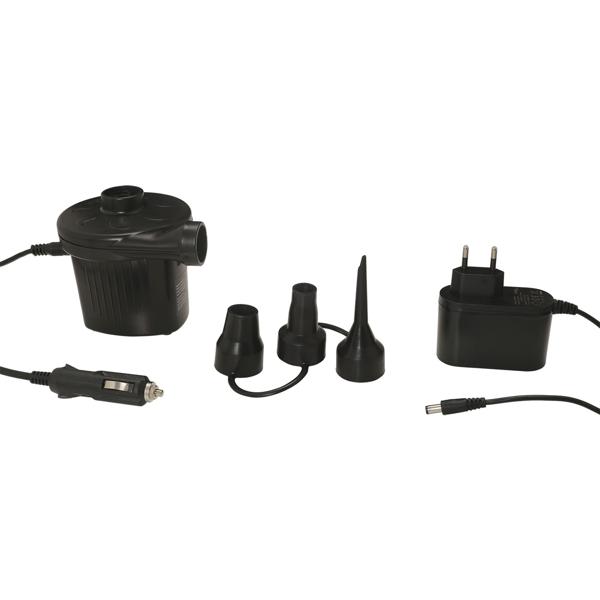 Pratica pompa d‘aria elettrica con 3 ugelli d‘aria e compressore, 12 V / 230 V, 50 W, per gonfiare rapidamente palloni, gommoni e materassi ad aria